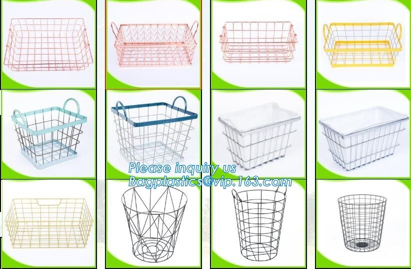 metal wire storage basket with tray in whole sale lowest MOQ sale even just buy 1 set, Kitchen storage Rose gold wire me