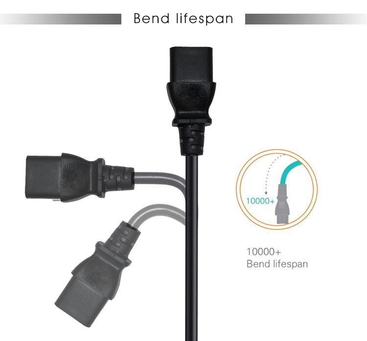 C14 Male To 2XC13 Female Socket Power Cable Y Extension Ac Cord Splitter