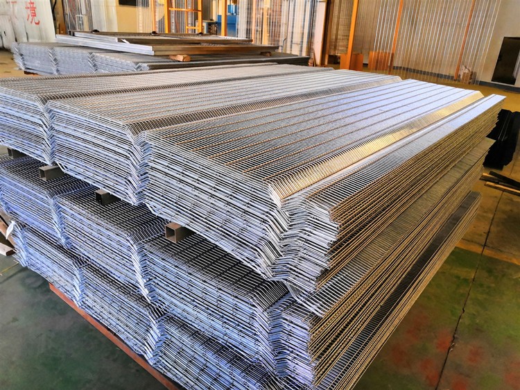 358 security wire fence panels powder coated orange & black mesh 76.20mm x 12.70mm with 4 v fold