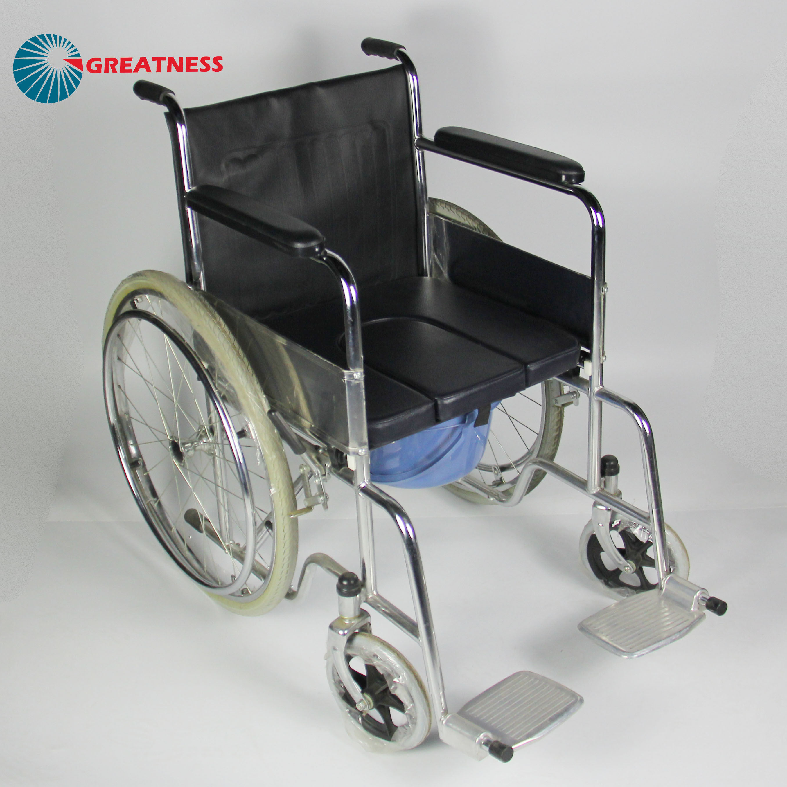 Multifunctional Customization Folding Steel Wheelchair 2 In 1 Commode Chair