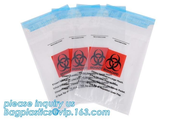 LDPE lab specimen zipper bag customized Printing medicine bags, Lab Bags- Biohazard zipper Locking Plastic Specimen Tran