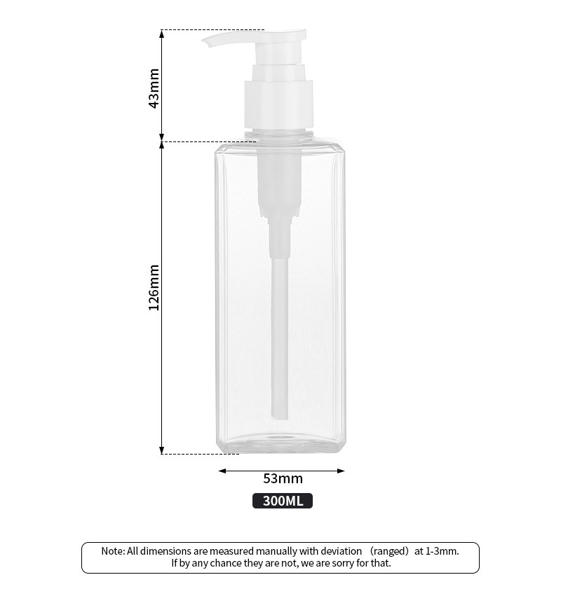 Transparent Cosmetic Lotion Bottle Luxury Biodegradable 300ML
