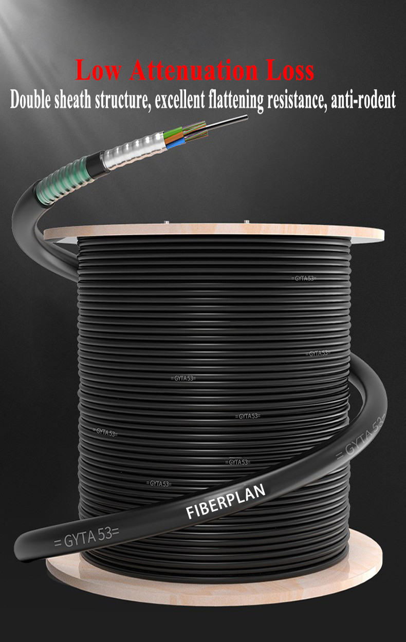 Double Armored Double Sheathed Stranded Outdoor Optical Cable GYTA53