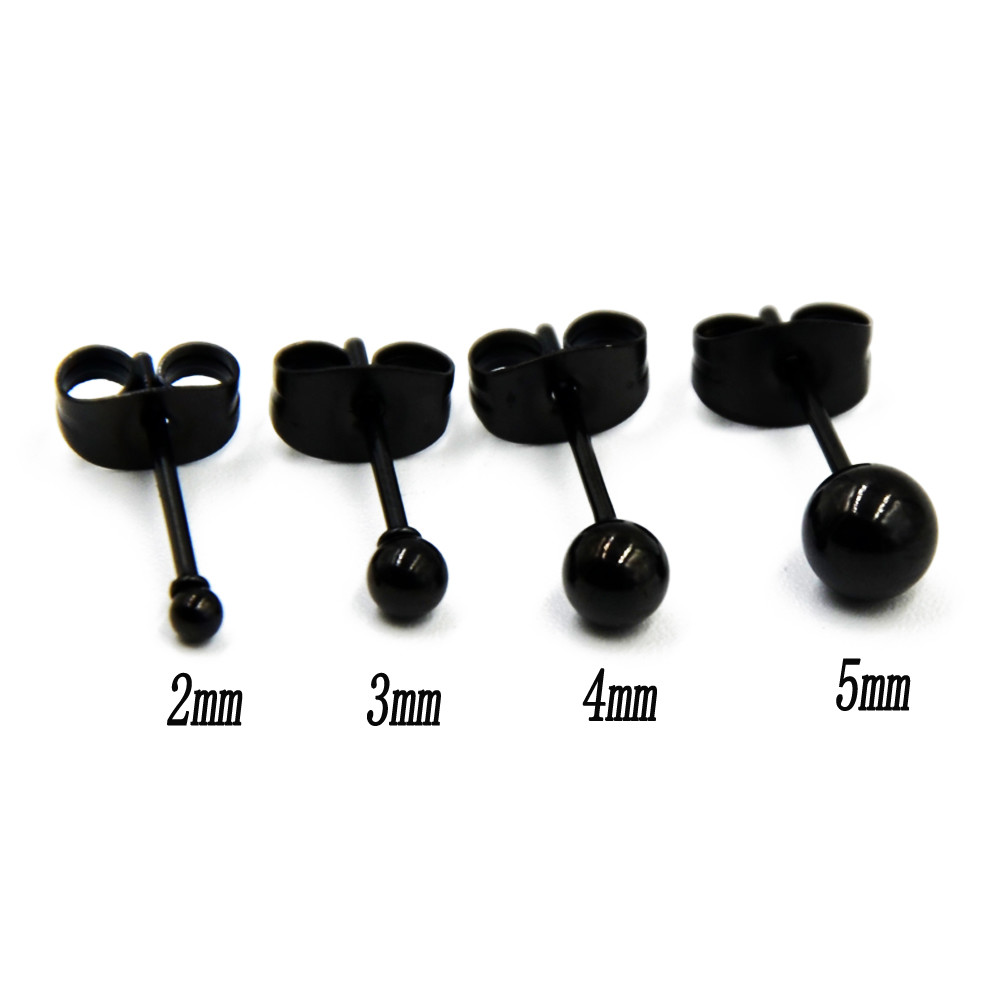 Surgical Steel Silver,Black,Gold&Rose Gold Color Ball Stud Earrings Punk Ear Tragus Ear Piercing Fake Taper For Women