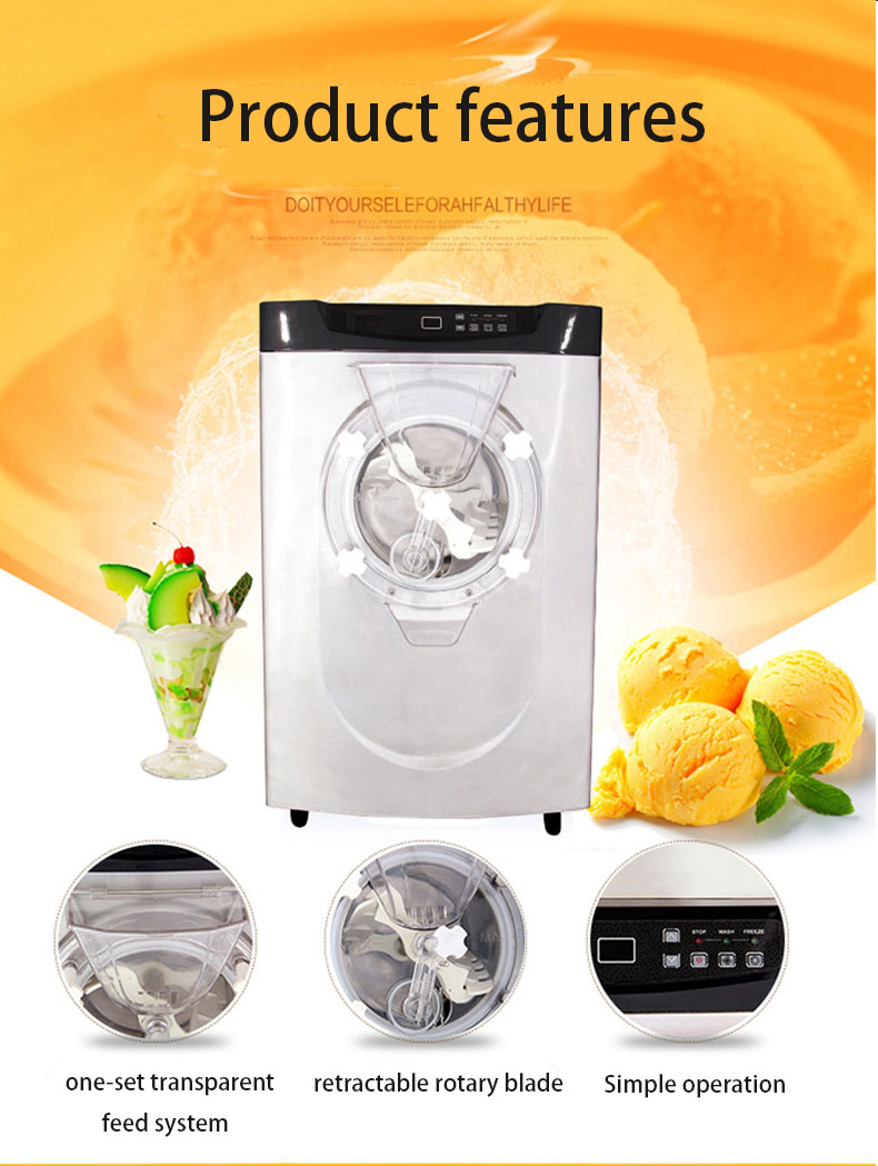 LED Waterproof Screen Table Top Hard Ice Cream Machine Commercial Frozen Yogurt Maker