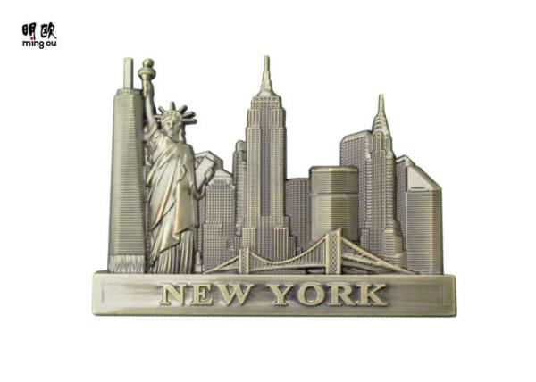 Antique Bronze Color US Country Refrigerator Magnets , New York City Tourist