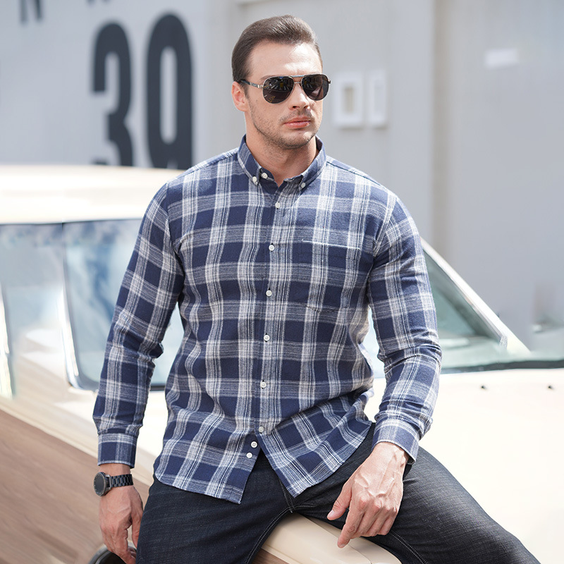 Stylish Plain White Check Full Sleeve Long Sleeve Men's Shirts for Sports Enthusiasts