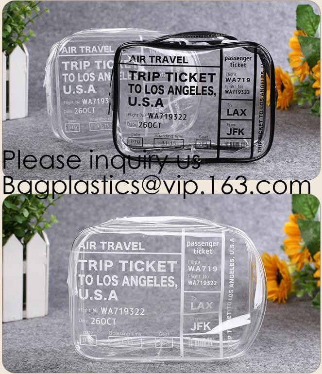 Clear Zipper Pouch with Strap Makeup Bag PVC Cosmetic Pouch,Printing Clear k Cosmetic PVC Pouch, bagease, bagplast