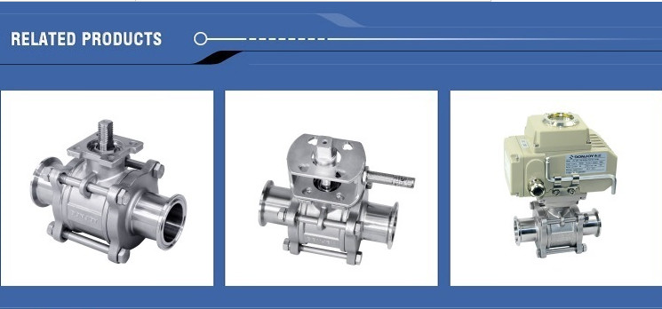 Aluminum pneumatic 3 piece Sanitary Ball Valve with ss304 / 316L