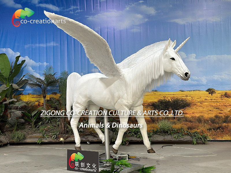 Animatronic Animals Simulation Unicorn With Wings For Theme Park Decoration