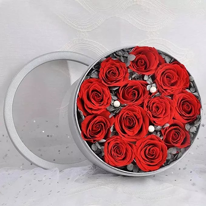 Forever Preserved Real Roses in a round box, Long Lasting Luxury Roses that last a year rose gift