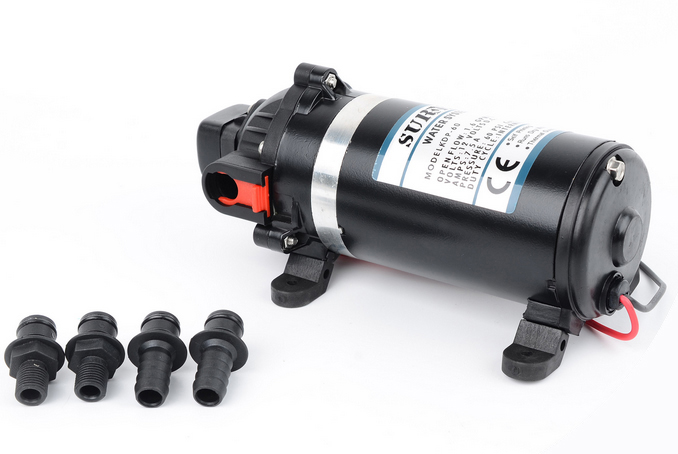 SURFLO KDP-100 Heavy duty quiet 12V/24V DC pressure diaphragm pump with 100PSI Cut-off pressure switch control