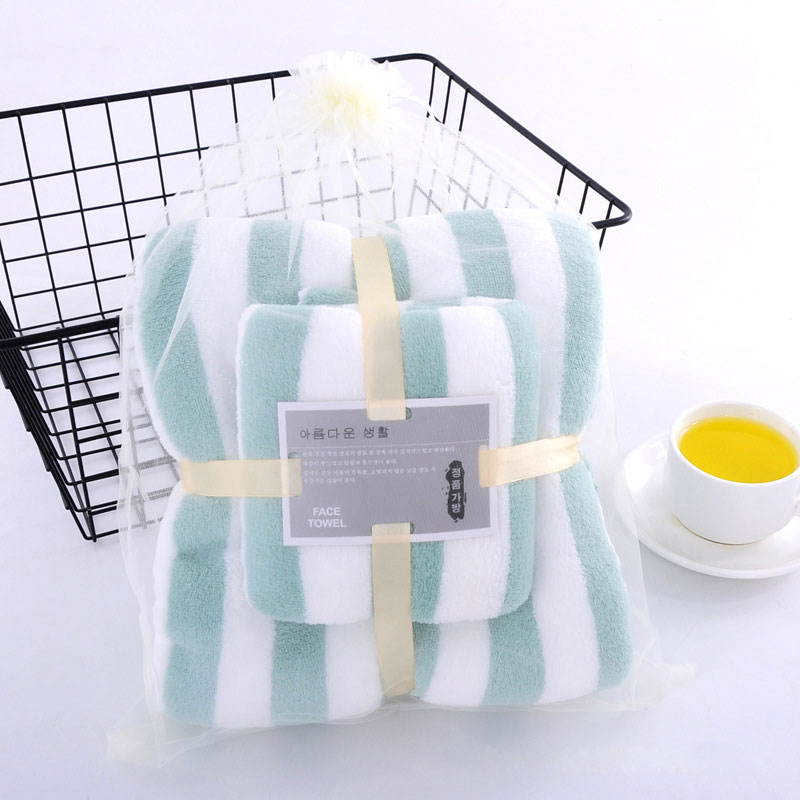 Soft and Absorbent Microfiber Coral Fleece Cation Bath Towel Set for All Age Group