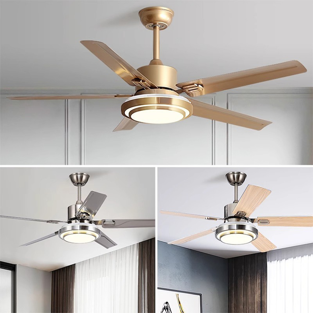 Wooden Ceiling Fan Light Fixtures Remote LED 52 Brushed Nickel Bedroom Living Room