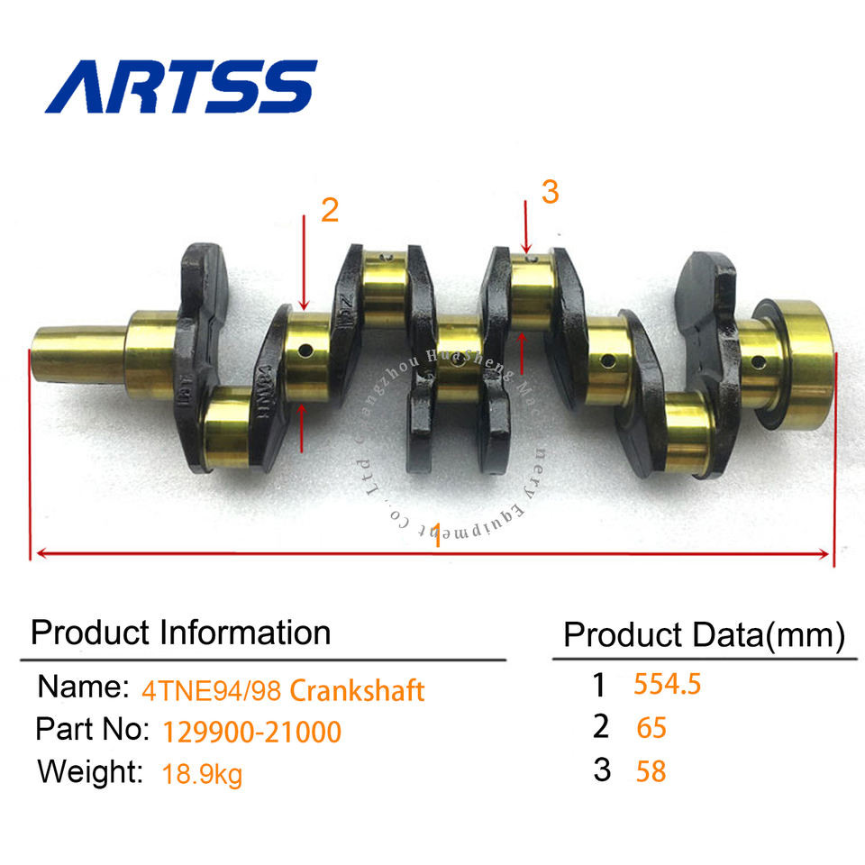 129900-21000 4TNE94 4TNE98 Casting Iron Crankshaft For Forklift Spare Parts