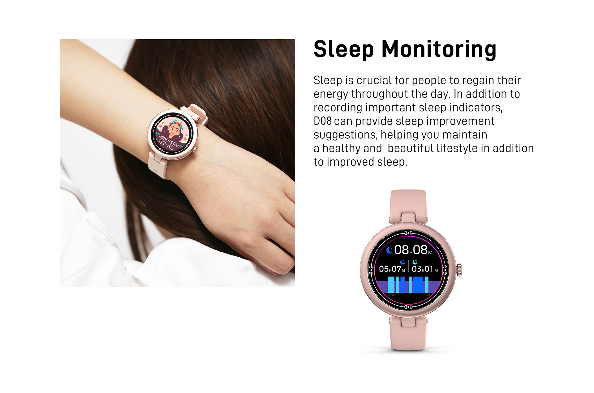 Accurate Step Counting Health Monitor Touch Screen Smartwatch Bluetooth LE 5.0