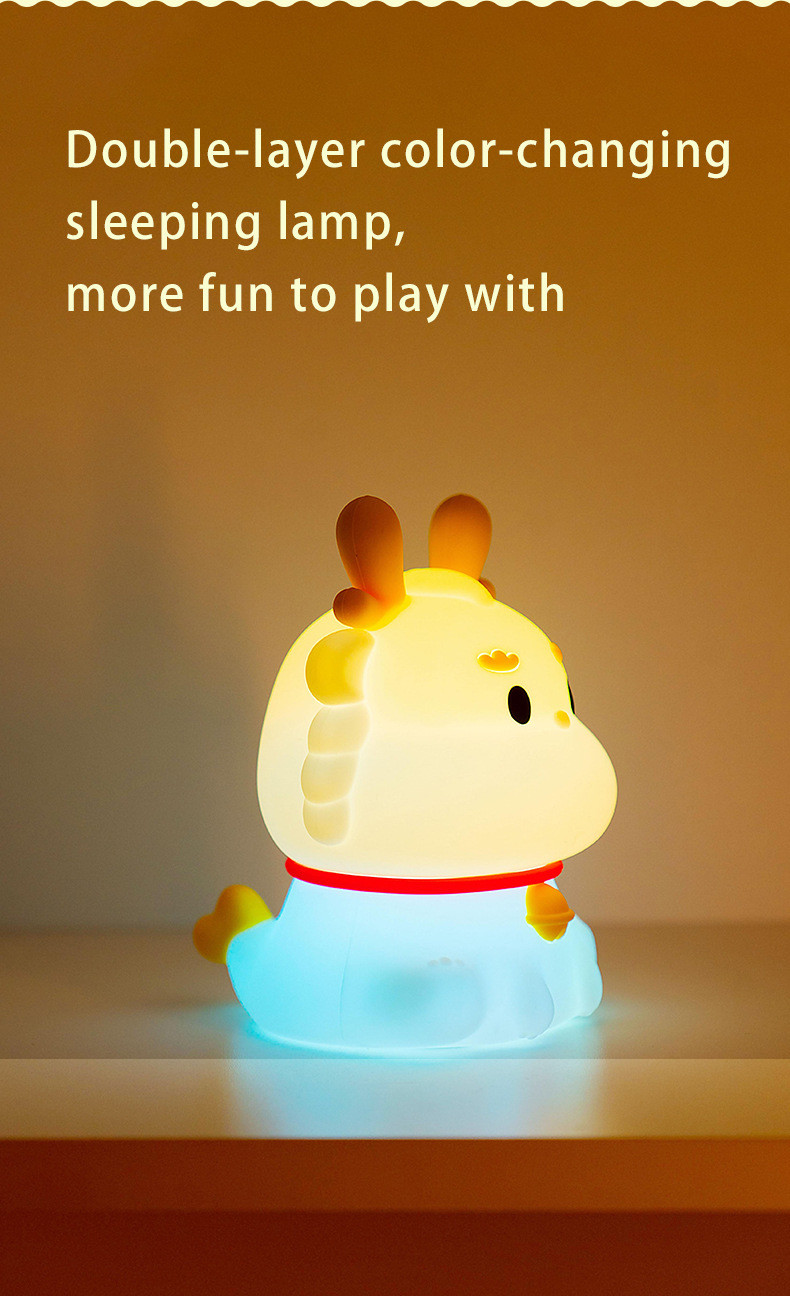 LED USB Rechargeable Dimming Dragon Touch Cartoon Cute Bedroom Decor Silicone baby loong Table Lamp Night Light