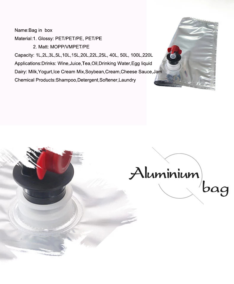 3l Aseptic Plastic Aluminium Foil Bib Bag In Box For Juice