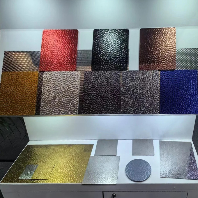 Hand-Designed Texture Pattern Black Titanium Coated Stainless Steel Hammered Metal Sheets