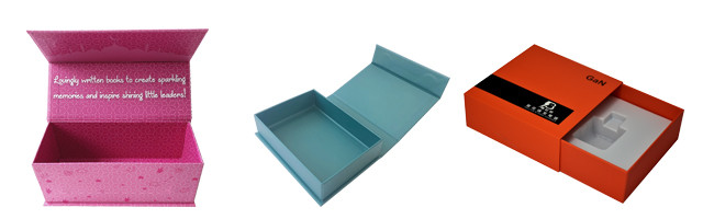 Orange Sliding Gift Packing Boxes With Custom Plastic Tray Insert