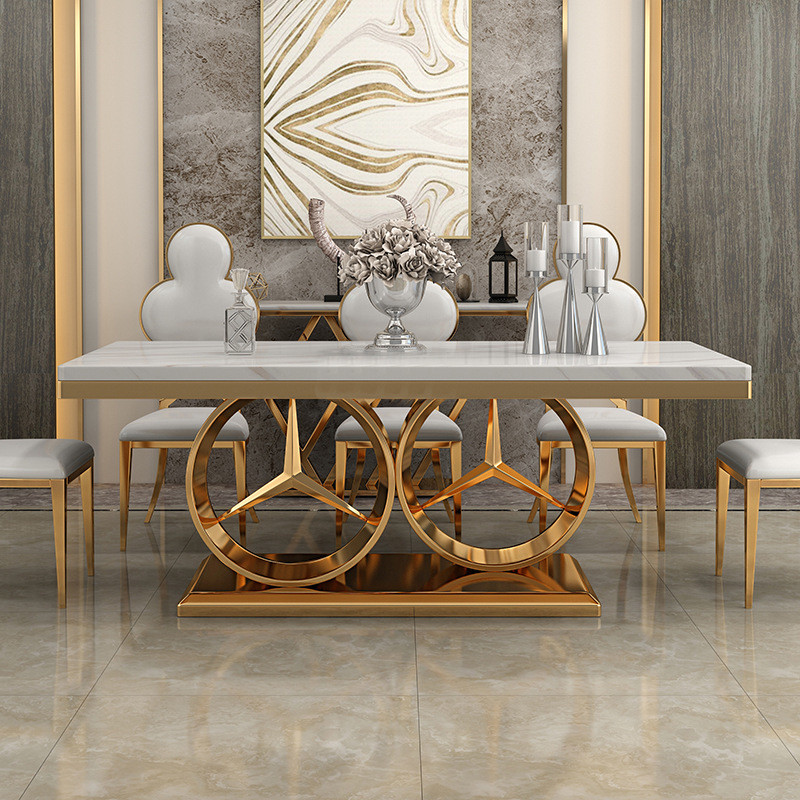 Stainless Steel Marble Restaurant Square Dining Room Tables OEM ODM