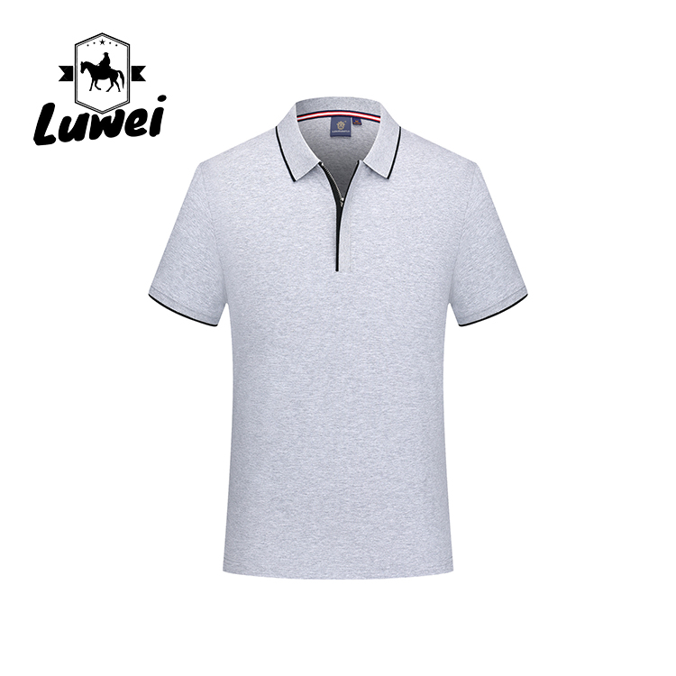 Knitting Embroidery Short Sleeve Polo T Shirts Cotton Button Turn Down Collar