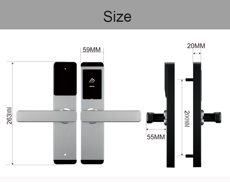 Hotel RFID Card Door Lock Black / Silver Zinc Alloy With Free Software