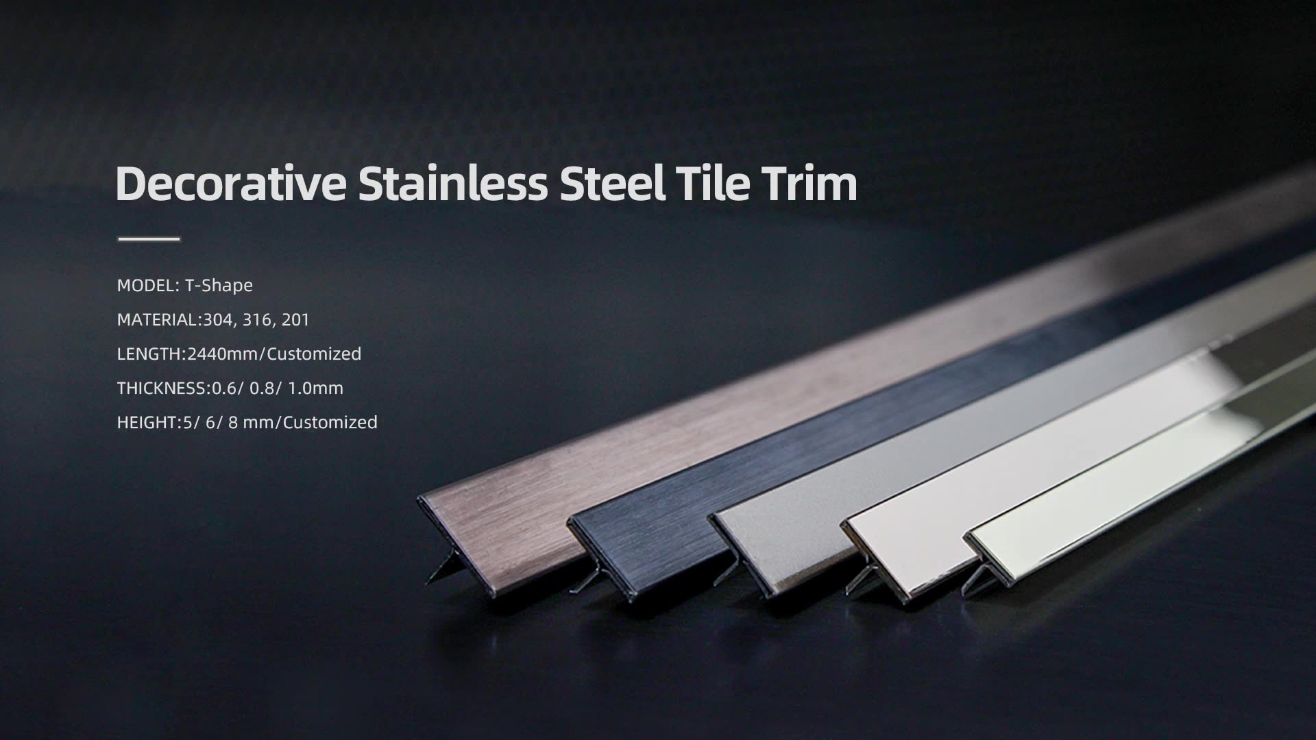 2mm Stainless Steel Outside Corner Trim Metal Edge Trim For Ceramic Tile