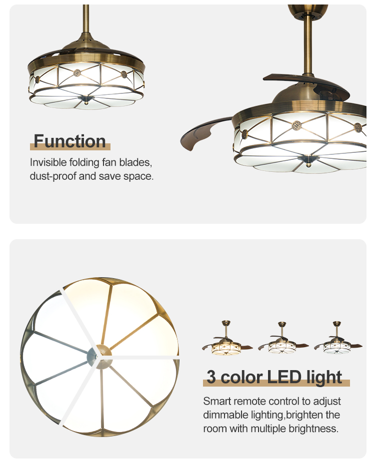 42" Smart LED Ceiling Fan with Invisible Bladeless Design and Cooling Air Function