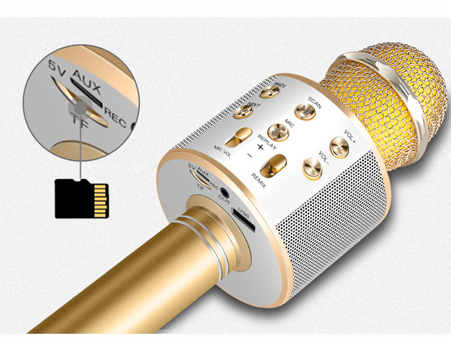 WS858 Wireless Bluetooth Karaoke Microphone , Bluetooth Stereo Microphone ABS Material