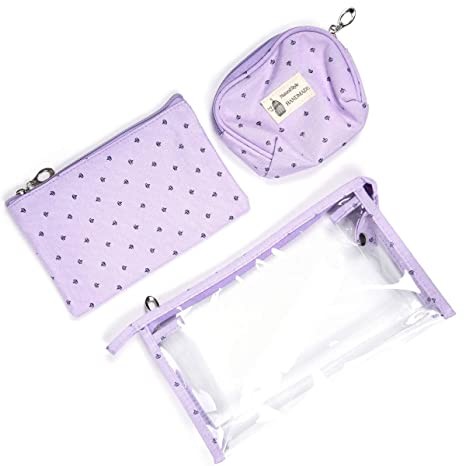 9.6''X3''X5.9'' 3 Piece Clear PVC Toiletry Bag Waterproof Cosmetic Bag