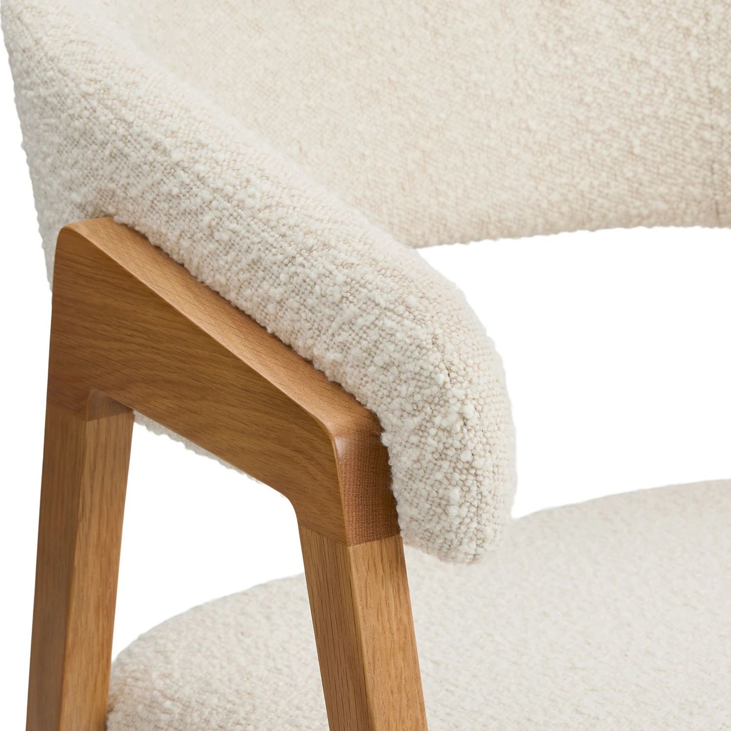 5 Star Hotel Room Minimalist Style White Fabric Solid Oak Leisure Armchair