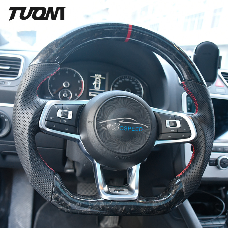 350mm Forged Carbon Fiber Steering Wheel Customizable VW Golf GTI R R-Line GTS