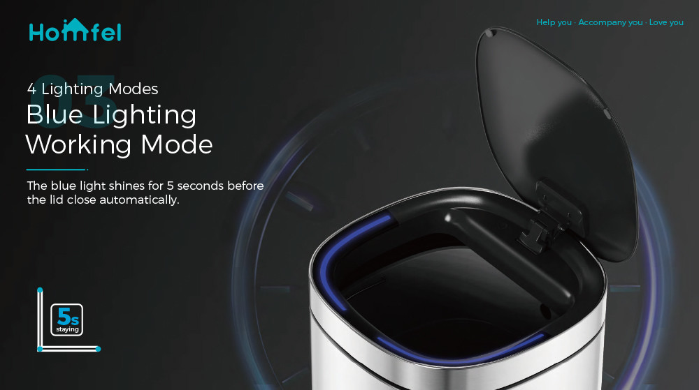 High Capacity Household Motion Sensor Trash Bin Stainless Steel Smart Sensor Bin Automatic Trash Can for Living Room 40L