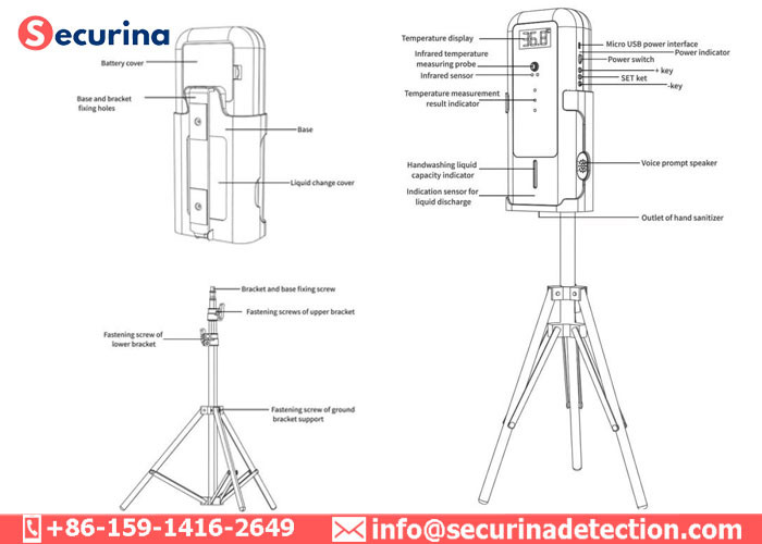 DC 5V Plug Power Supply Automatic Sanitiser And Fever Detector For COVID-19 And Temperature Screening