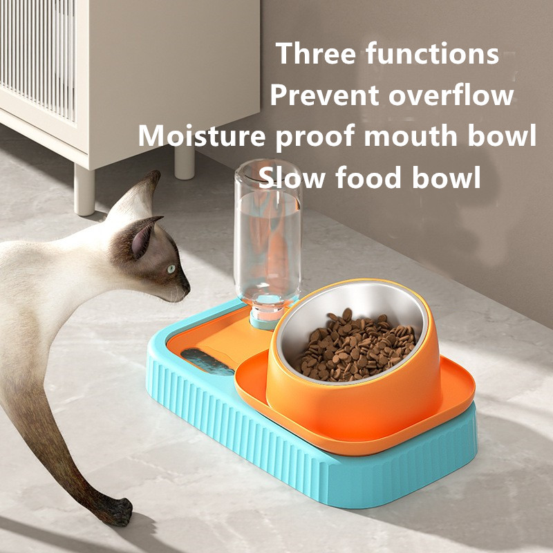 Pet Double Automatic Feeder Bowl With Lifting Water Dispenser 1.8kg