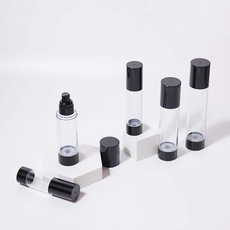 5ml 10ml 15ml 30ml Black Airless Pump Lotion Bottles Empty Foundation Bottle With Pump