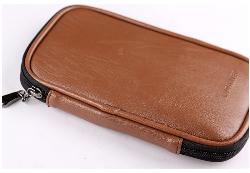 Men'S PU Leather Shaving Kit Bag With Leather Hook
