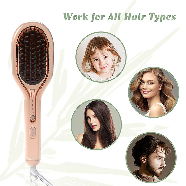 42W Electric Hair Brush Straightener PTC Heater Plastic Aluminum Material