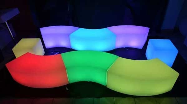 Luxury Fashionable Bar Bench Seating LED Night Club Glow Party Sofa