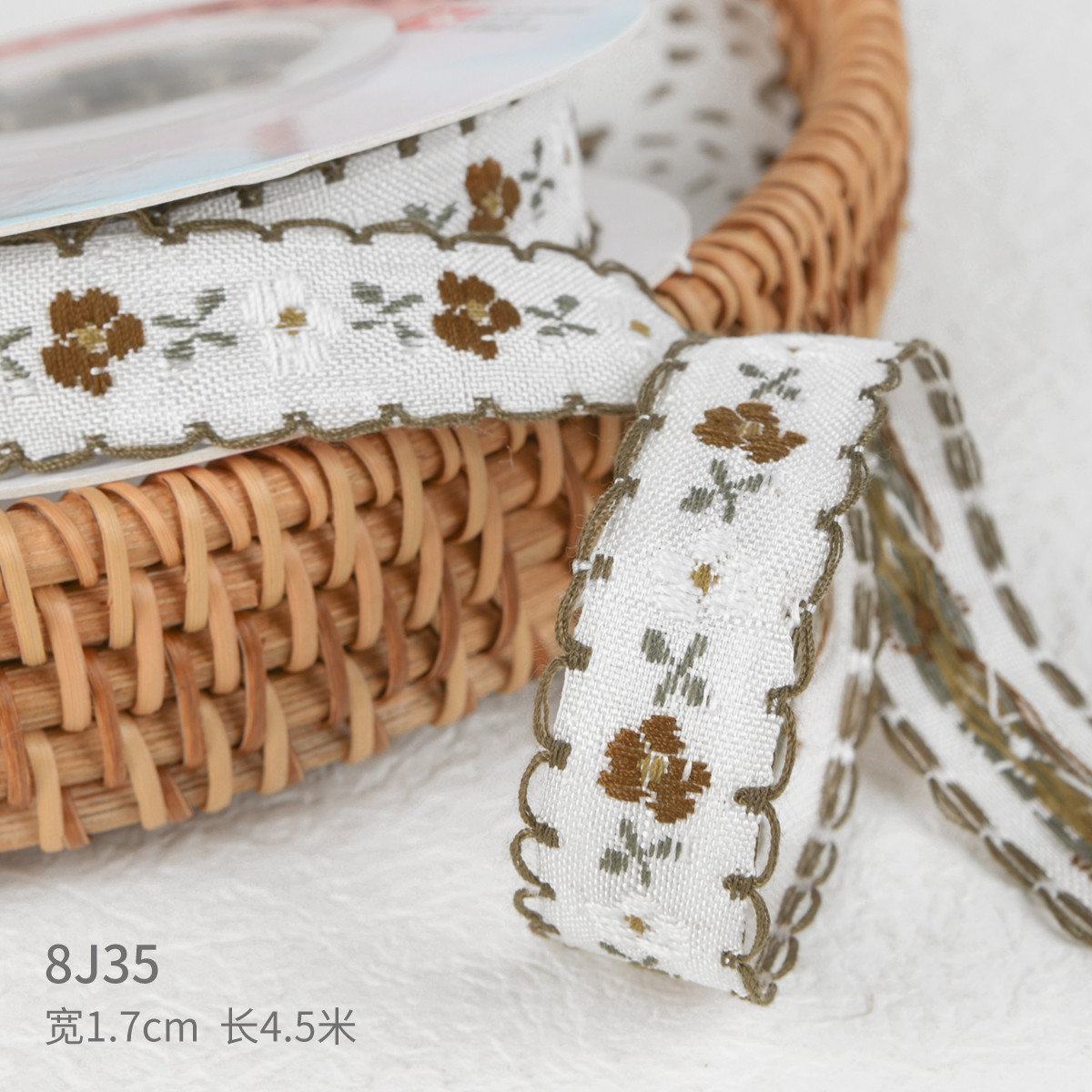 15mm*50y Pastoral Floral Cotton Ribbon Baking Cake Ribbon Bow DIY Material Decoration Ribbon Flower Bouquet Packaging