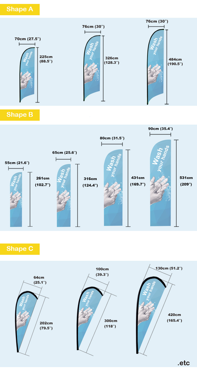 65g Polyester Teardrop Beach Flag , Outdoor 100x300cm Roll Up Flag