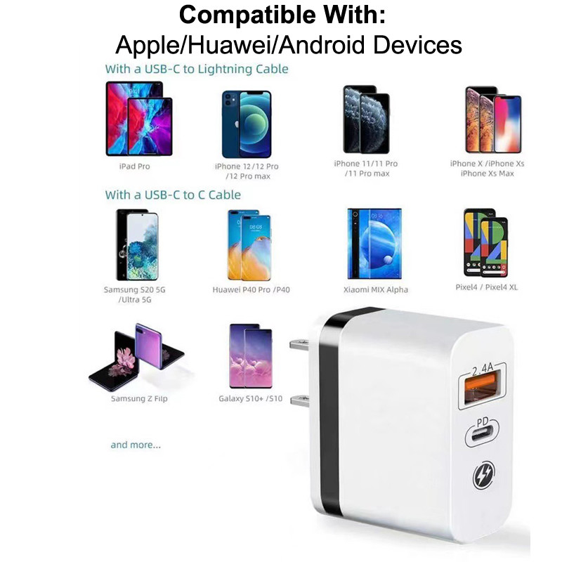 5V 2.4A Iphone 18W Charger QC 3.0 PD 3.0 USB Type C US Plug