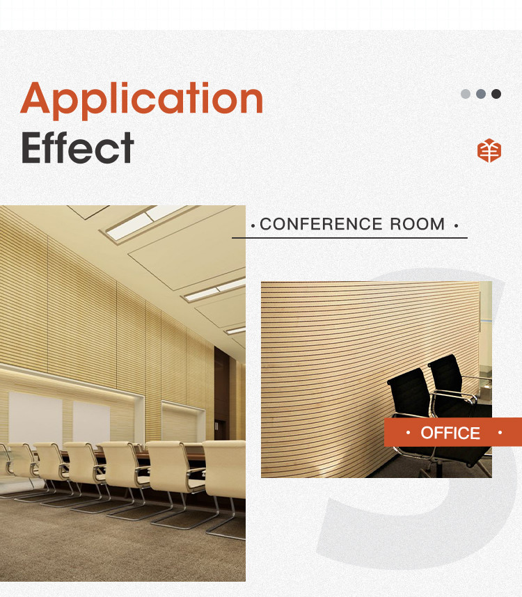 Grooved Wooden Acoustic Panels Interior Conference Hall Wood Wall Paneling Sound Absorption