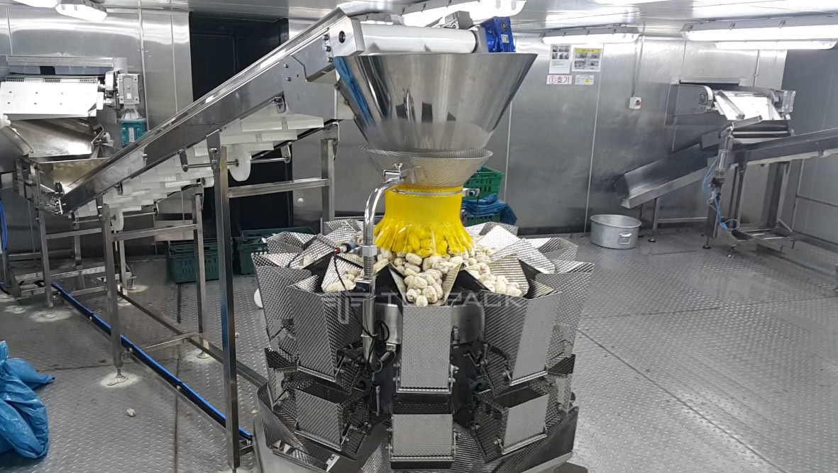 30bpm Automated Packaging System For Frozen Chicken Nuggets Food Industry With Multihead Weigher