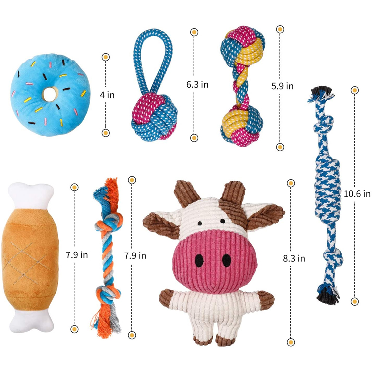 Cat Sound Plush Toy Set Silicone Rope Interactive Plush Dog Toys