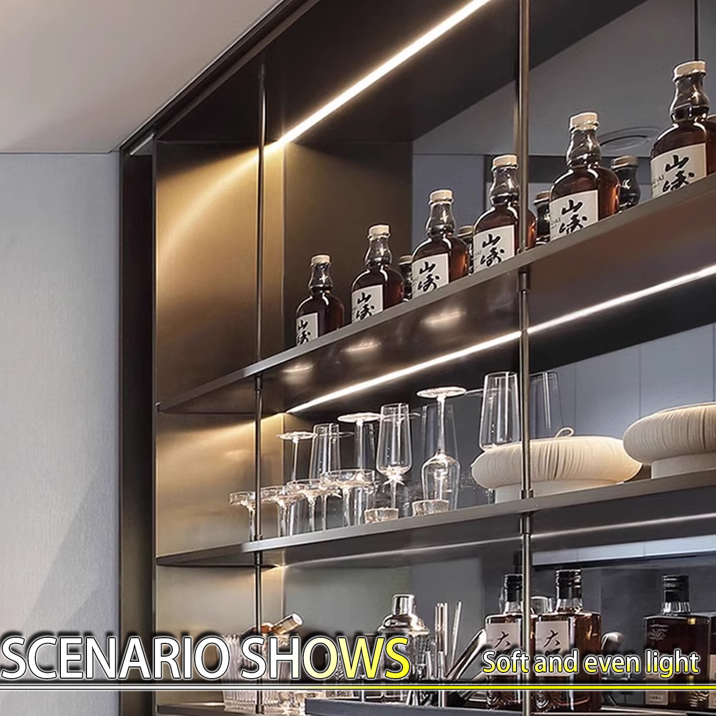 Embedded Wine Cabinet Wardrobe Cabinet Line Light Display Atmosphere Shelf Light Strip