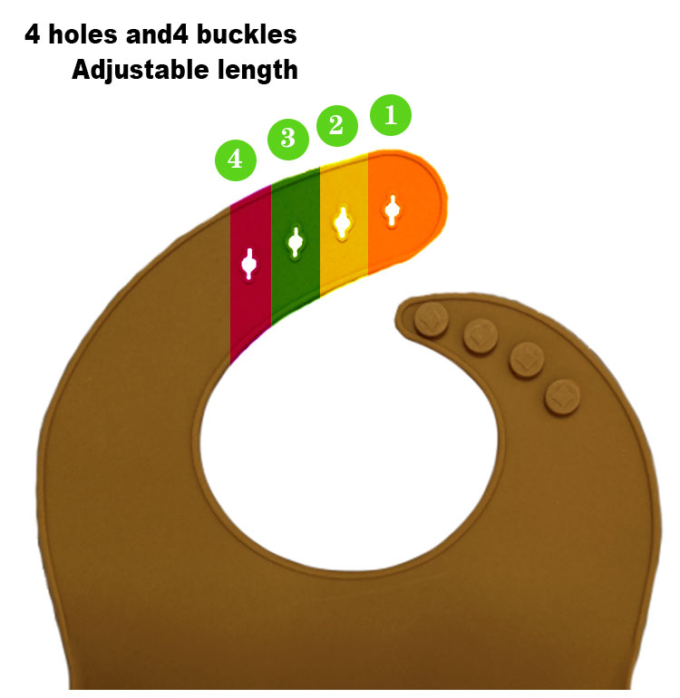 OEM Custom Adjustable Length Silicone Baby Bib With Food Catcher