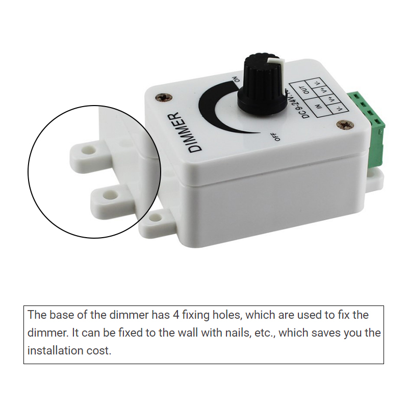 Adjustable Brightness LED Controller Dimmer Switch DC 12V 16A For 5050 Single Color Light