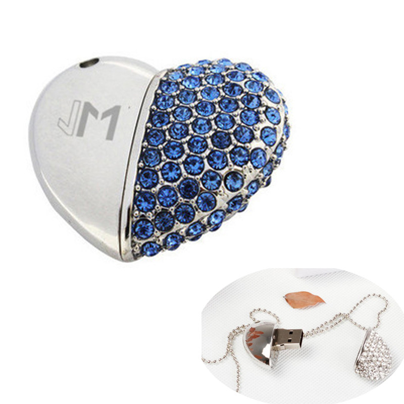 Promotional Diamond Heart Shape USB Flash Drives Logo Customized